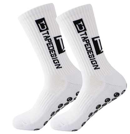 Teqnigrip Crew Sock / Black - Grip Socks for Soccer, Lacrosse, Sport